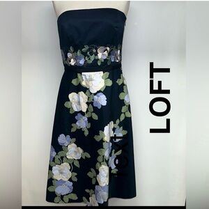 LOFT Strapless Dress with Floral Design